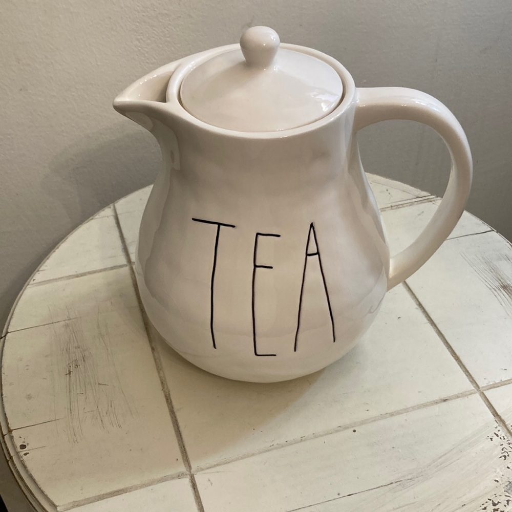 Rae Dunn teapot by  exclusive magenta with M stamp